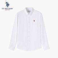 JAV. POLO ASSN.. Vyriški 100% medvilnės verslo atsitiktinio stiliaus ilgomis rankovėmis marškiniai 3XL gryna balta spalva