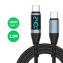 240W Type C to Type C Super Charge Digital Display Cable 0.5m-2m USB C Data Cable For 15 16 Samsung s24 s23 Huawei black