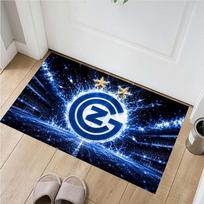 Grasshopper Club Zurich GCZ Herbas Mėlyna Žaibo Kibirkštis Spausdinimas Durų Kilimėlis Šveicarijos Futbolo Klubo Įėjimo Grindų Kilimėlis Futbolo Gerbėjo Namų Dekoro Kilimėlis 40x60cm( 15x23in ) black