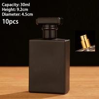 10 vnt. 30/50 ml kvepalų buteliukai, auksiniai, sidabriniai, tušti buteliukai, purškikliai, nešiojami kvepalų dozatoriai black