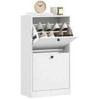 Shoe Cabinet, 2 Fold-Down Drawers, Adjustable Shelves, 47x26x85cm, White Wood Grain balta