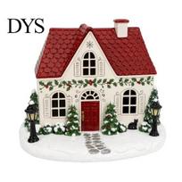 Holiday Tabletop Decoration Christmas House Aroma Diffuser with Warm LED Light for Home Decor, Resin Display Essential Oil Mist Effect Seasonal Living C