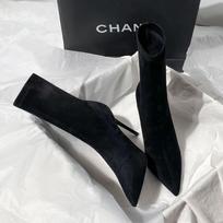 Fashion Campus Skinny Boots Short Boots Women's Pointed High Heel Season Skinny Heel Socks Boots Suede Korean Edition 36 gray