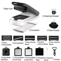15 In 1 Multi-Functional Food Chopper With Container Vegetable Cutter Kitchen Vegetable Slicer, Grater, And Chopper gray