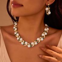 Multi-Piece Jewelry Set Pearl Turquoise Stud Earrings Necklace Earrings Set  Gift Giving