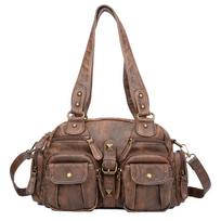 Vintage Tote Messenger Bag for Women Multi-Pocket Shoulder Handbag Casual Motorcycle Underarm Bag Crossbody Purse Daily ruda