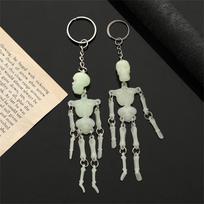 Punk Skull Jewelry Multi-joint Luminous Keyring Skeleton Keyring Car Keychains Skull Keychain 1pc Luminous black