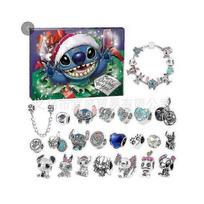 (Stitch Type B) Christmas Alloy Blind Box Advent Calendar with Bracelet and Ornament Collection Christmas A gray