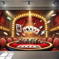 Casino Night Color Poker Game Scene Banner Background, Casino Poker Roulette Poker Dice Party Decoration Photography Background 59×39inch/150*100cm brown
