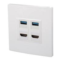 HD daugialypės terpės sąsaja Ethernet sieninė plokštė Profesionali didelės spartos USB3.0 4K 60Hz 4 prievadų sieninė white