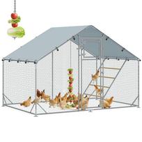 Chicken coop, free-range enclosure for chickens, with UV-resistant tarpaulin, steel mesh, automatic feeder, for 6-8 chickens sidabras