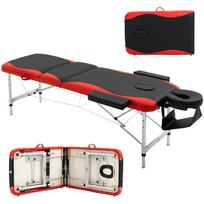 Folding Massage Table, Height Adjustable, Aluminum, 215x81x61-84 cm, Black/Red raudona/juoda