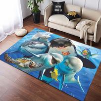 Sea Turtle Coral Reef Area Rug, Ocean Animal Floor Mat 40x60cm( 15x23in ) black