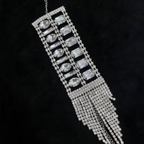 Luxury European-American Rhinestone Multi-row Tassel Bracelet gray