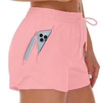 Women's 5  Quick-Dry Lightweight Running Shorts with Zipper Medium rožinė