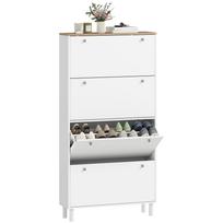 Slim Shoe Rack, 4 Folding Drawers, Adjustable Shelves, 24-32 Shoes, 80x23.5x157cm, White balta