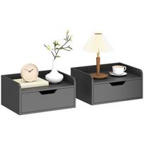 Set of 2 Wall-Mounted Nightstands, Drawer, Wood-Look Top, 40x30x19.5 cm