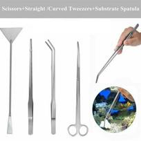 „Keturi viename“ vandens augalų genėjimo įrankių rinkinys, skirtas akvariumo žirklės ilgoms pincetėms 4-piece set gray