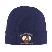 Punch the Monkey Plushie Knit Hat  Retro Caps Men Women Hippie Beanie Hats Spring Custom Warm Soft Bonnet Hats One Size blue