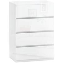 4-Drawer Wooden Chest of Drawers, Anti-Tip, 55x33x80 cm, Glossy White