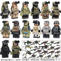 MOC Special Forces Military Minifigures ACU Soldier SAS Commando with AK Weapon Building Blocks Toy for Kids