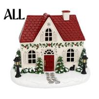 Cozy Glowing Christmas Ornament House Aroma Diffuser with Warm LED Light for Holiday Home Decor, Winter Seasonal Decor Essential Oil Mist Effect C