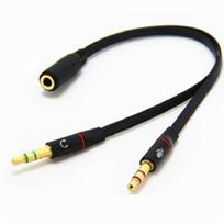 3.5MM Audio To 2 Male Headset Microphone Y Splitter Cable Adapter