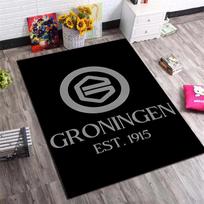 FC Groningen Senovinis Medinis Dryžuotas Kilimas Žalias Baltas Dryžis Futbolo Klubo Logotipas Neslystanti Grindų Kilimėlis Futbolo Gerbėjo Svetainė Namų Dekoras 40x60cm( 15x23in ) gray