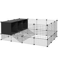 DIY Pet Fence Rabbit Playpen with Nests Rabbit Enclosure for Guinea Pigs Rabbits and Hedgehogs Black