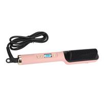 2 in 1 Negative Ion Hair Straightener Styling Comb PTC Uniform Rapid Heating Straightening Comb with LCD Display Pink US Plug black