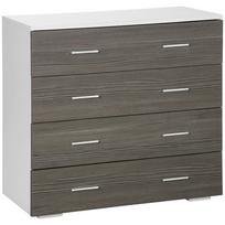 4-Drawer Chest of Drawers, 76x35x72 cm, Grey and White pilka spalva/balta