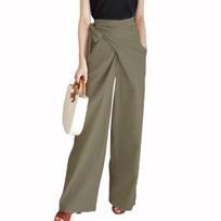 Casual Office Wide Leg Pants Army [JINJUDUO] Women's Pants, Lace-up, Plain, Casual, (L, Green) gray
