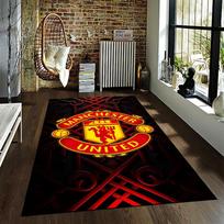 Manchester United FC Klubo Ženklelio Plotas Kilimas Raudonas Geltonas Juodas Šepetėlio Tekstūros Spaudas Neslystantis Stačiakampis Grindų Kilimėlis Futbolo Gerbėjo Svetainės Dekoras Kilimas 80x120cm( 31x47in)
