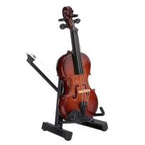 Medinis Mini Smuiko Modelis su Stovu Grojamas Mažytis Smuiko Figūrėlė Miniatiūrinis Muzikos Instrumento Ornamentas Namų Biuro Stalviršio Dekoracija