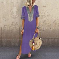 Elegant Plus Size Womens V-neck Long Maxi Dress For Effortless Summer Style 3XL