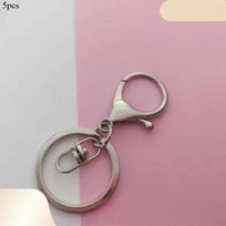 5Pcs/set  Keychain Ring Chain Metal Pendant Lobster Buckle Three-piece Set with 8 Characters Color Retention Plated DIY Jewelry Accessories gray