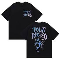 Singer Lola Tour Indigo Merch Graphic Tshirt Unisex Women Retro Fashion Harajuku T Shirts Tops  Cotton Short Sleeve Tees 4XL gray