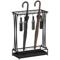 Steel Umbrella Stand with Removable Drip Tray, 21 Openings and 24 Hooks, Black juoda