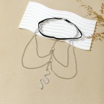 Multi-layer Pearl Chain Leg Chain Women's Long Body Chain Jewelry white