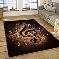Retro muzikos natų kilimas miegamajam  Vintažinis  Didelis 3D spausdintas namų kilimas svetainei, sofai, stalui  Minkštas neslystantis grindų kilimėlis 120x160cm brown
