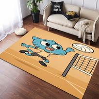 Nuostabusis Gumbalo pasaulis Animacinio filmo Spaudinys Plotinis Kilimas Neslystantis Minkštas Grindų Kilimėlis Vaikų Miegamojo Svetainės Juodas Fonas Dekoras Dovana 60x90cm( 23x35in )