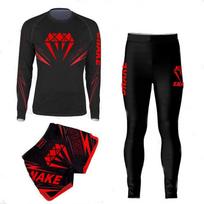 Venom Boxing Rash Guard Set Long Sleeve Top Pants MMA Muay Thai Training XL Suggested Height 165 black