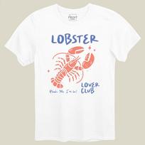 Lobster Lover Club T-Shirt: Funny Seafood Graphic, Summer Tee M white