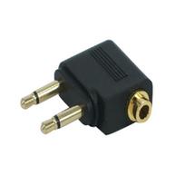 3.5mm Female To 2 Male Stereo Airplane Headset Ear Audio Adapter Converter Plug