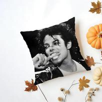 M-Michael Jackson Pagalvės užvalkalas Skalbiamas lininis pagalvės užvalkalas Minkštas kasdieniam sofos lovos namų kambario dekoravimui Short plush 18*18(CM)-1Pcs black