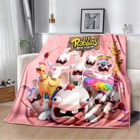 Raving Rabbids Print Flannel Throw Blanket,Portable and Easy To Store,Soft Sofa Bed Cover,favorite Gift for Rayman Fans. 80cm x 120cm