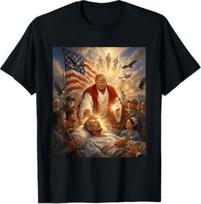 Trumpas kaip Jėzus Grafika Trumpas Patriotiškas JAV Vėliava Erelis Dovanos Marškinėliai 110 brown