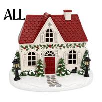 Christmas Village House Diffuser Aroma with Warm LED Light for Holiday Home Decor, Decorative Illuminated Miniature Winter Essential Oil Mist