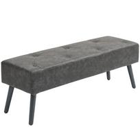 Bedside Bench, Wooden Legs, Padded Seat, 114x38x42 cm, Grey pilka spalva