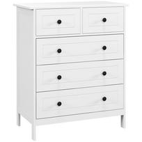 Space-Saving Tilt-Proof 5-Drawer Wooden Chest of Drawers, 74x40x91 cm, White balta